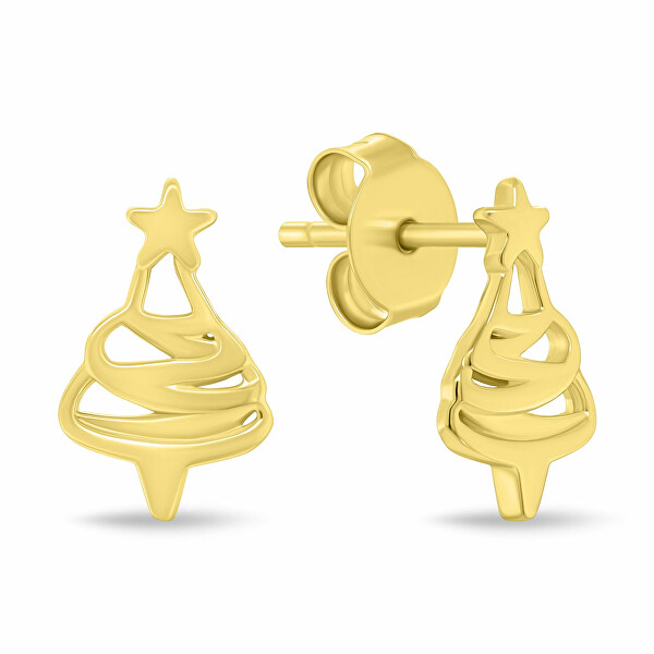 Vánoční pozlacené náušnice Stromeček EA1244Y