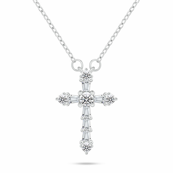 Collana scintillante in argento da donna Croce NCL176W