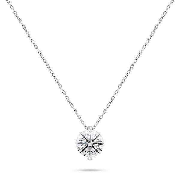 Blyštivý stříbrný náhrdelník se zirkonem NCL68W