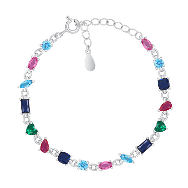 Bracciale in argento lucido con zirconi colorati BRC143WRBW