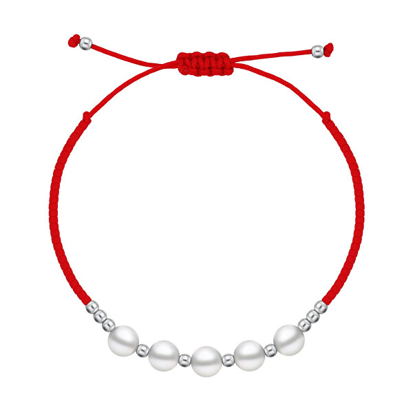 Bracciale in tessuto rosso con perle Majorica BRC144WR