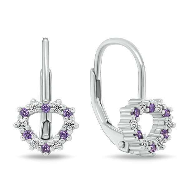 Dívčí stříbrné náušnice Srdíčko s kubickými zirkony EA1235WAM