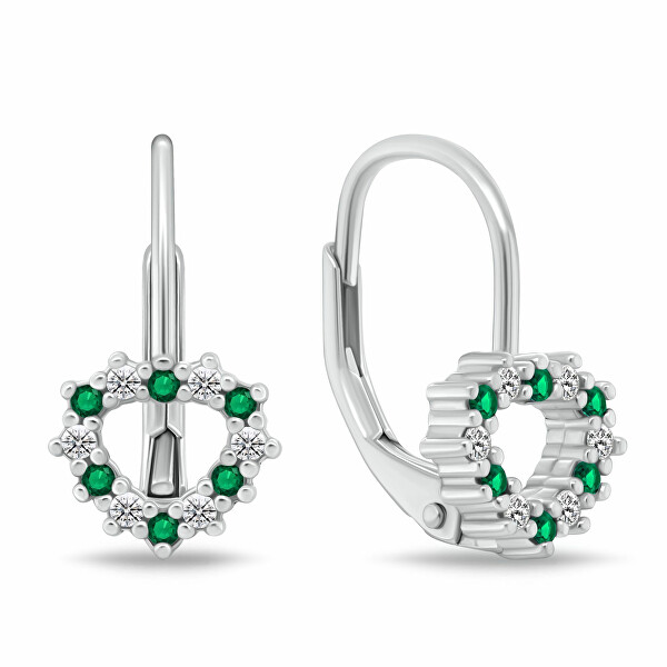 Dívčí stříbrné náušnice Srdíčko s kubickými zirkony EA1235WG