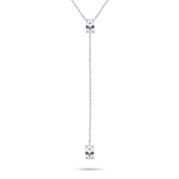 Dlhý strieborný náhrdelník so zirkónmi NCL145W