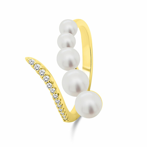 Elegante anello aperto con perle RI098Y