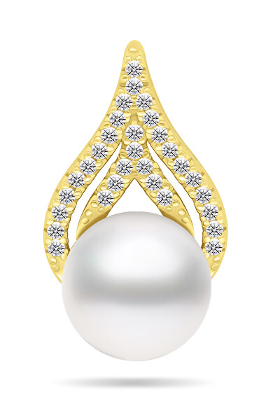 Elegante pendente di perle in argento placcato oro PT93Y