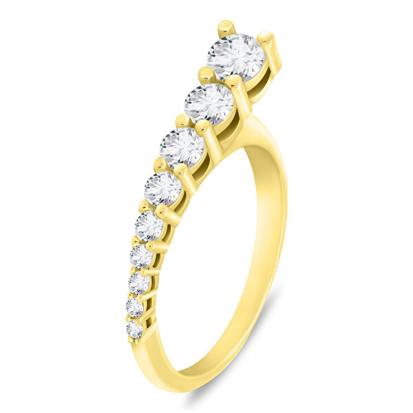 Elegante anello placcato oro con zirconi RI119Y