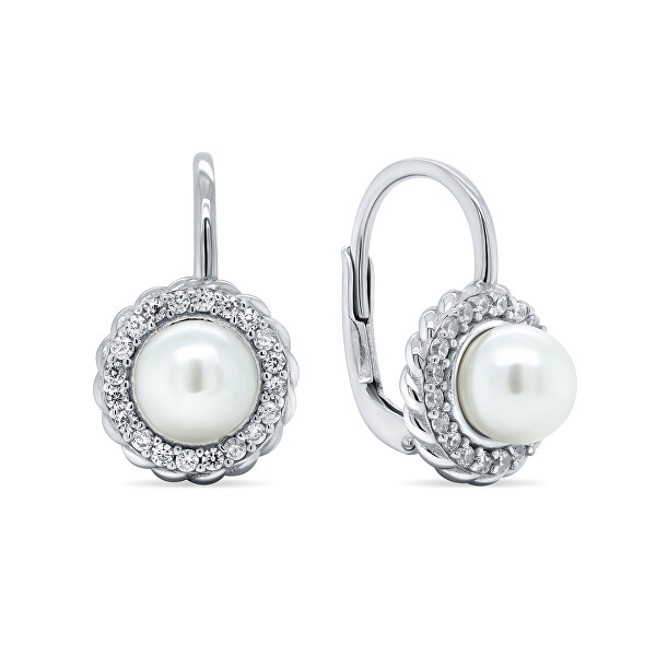 Cercei eleganți din argint cu perle EA229W