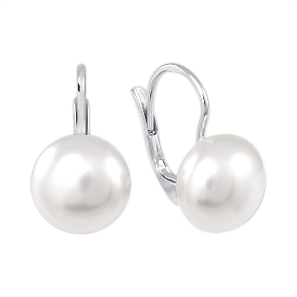Elegantní stříbrné náušnice se syntetickou perlou 438 001 01234 0400000
