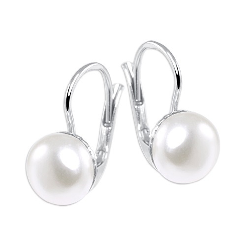 Elegantní stříbrné náušnice se syntetickou perlou 438 001 01235 0400000