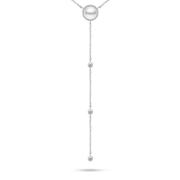 Elegáns ezüst nyaklánc igazgyönggyel NCL124W (lánc, medál)