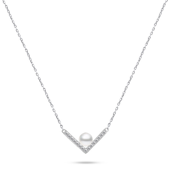 Elegante collana in argento con vera perla NCL56W