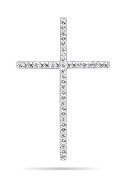 Elegante pendente in argento con zirconi Croce PT66W