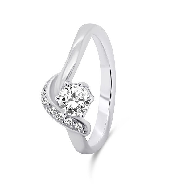 Elegante anello in argento con zirconi RI048W