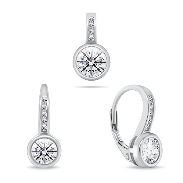 Elegante set di gioielli con zirconi SET201W (pendente, orecchini)