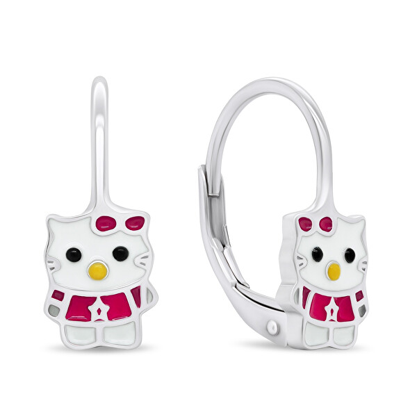 Hravé stříbrné náušnice pro dívky Kočičky EA434W