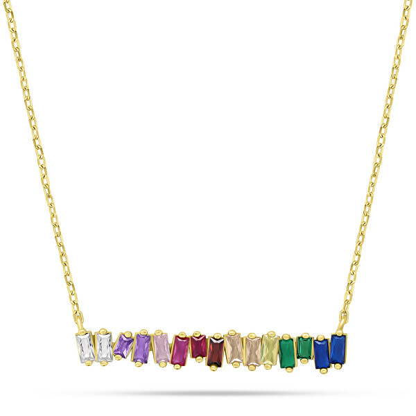 Hravý pozlátený náhrdelník s farebnými zirkónmi NCL148YRBW