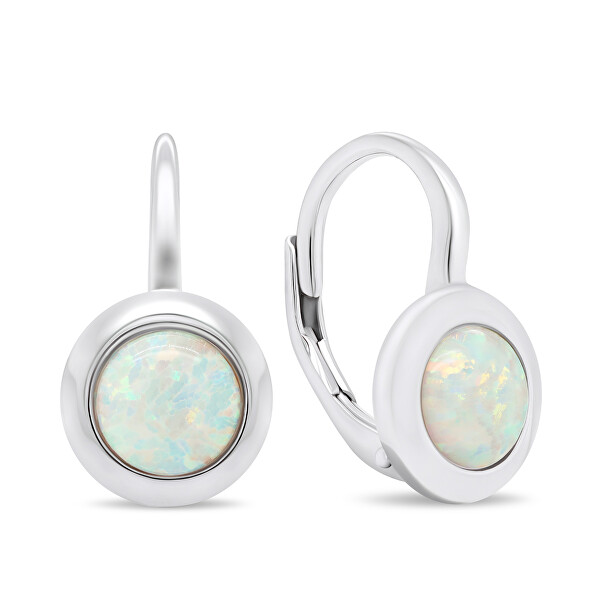 Finom ezüst fülbevaló szintetikus opálokkal EA376W