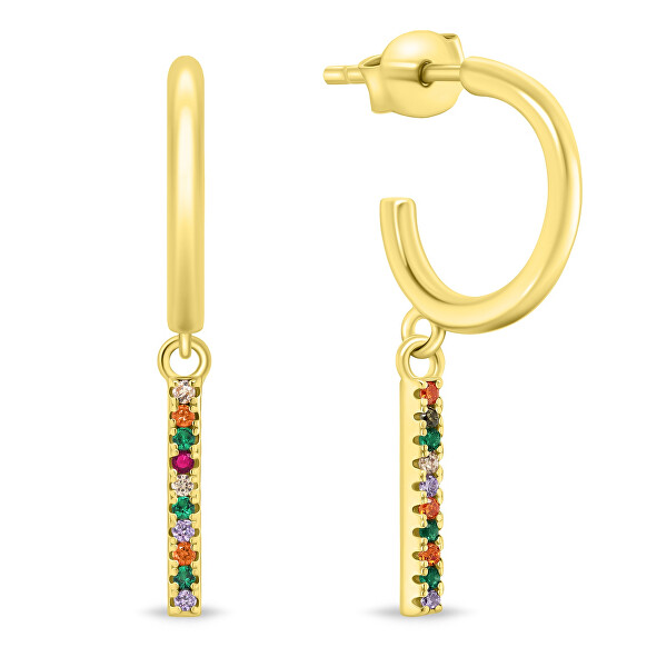 Bellissimi orecchini placcati in oro con zirconi colorati EA893Y