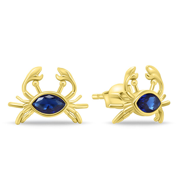 Cercei frumoși placați cu aur cu pietre de zircon albastre Crab EA862Y