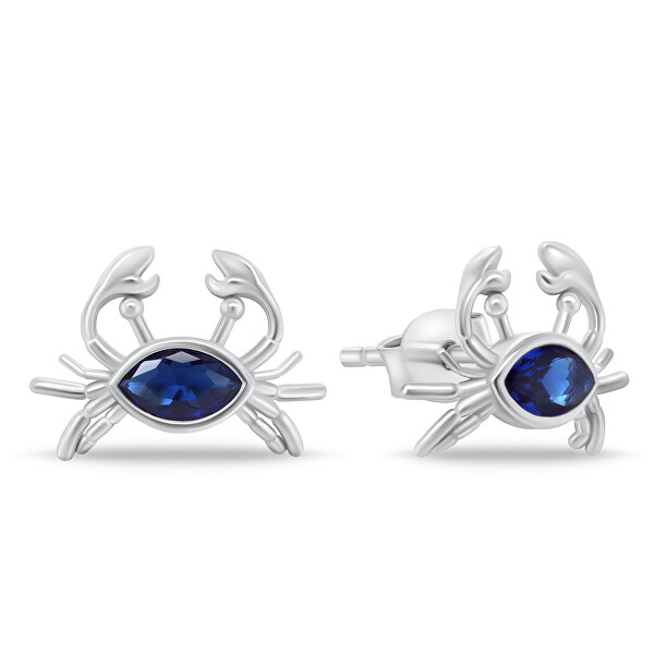 Splendidi orecchini in argento con zircone blu Granchio EA862W