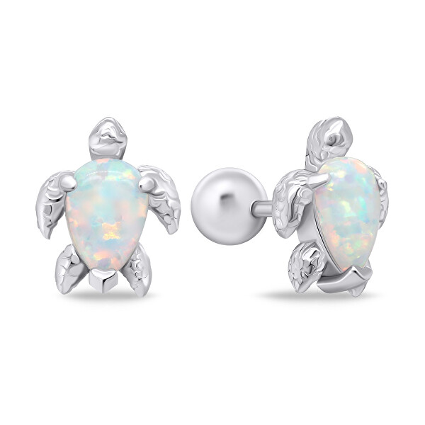 Wunderschöne Silberohrringe mit synthetischem Opal Schildkröte EA922W
