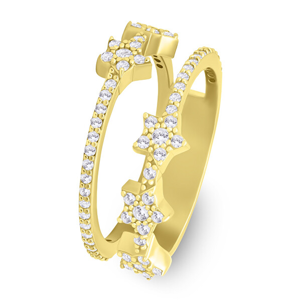 Krásný pozlacený prsten s hvězdami RI095Y