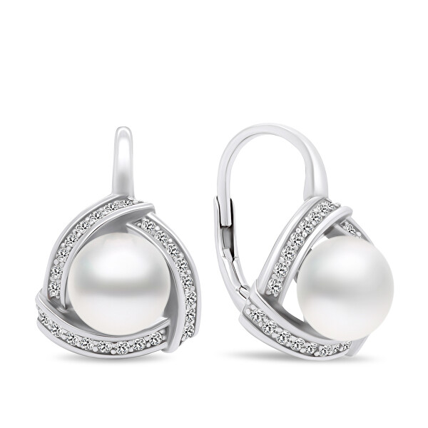 Luxusní perlové náušnice ze stříbra EA393W
