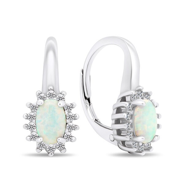 Luxus ezüst fülbevaló cirkónium kövekkel és opálokkal EA432W