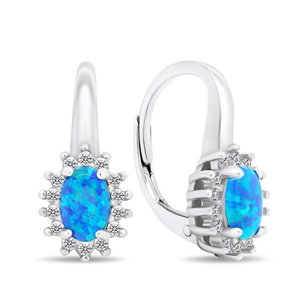 Luxus ezüst fülbevaló cirkónium kövekkel és opálokkal EA432WB