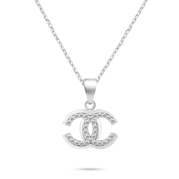 Luxusní stříbrný náhrdelník se zirkony NCL149W (řetízek, přívěsek)