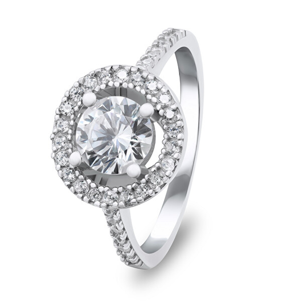 Luxusní stříbrný prsten s čirými zirkony RI032W