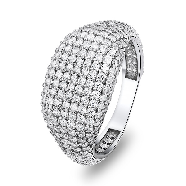 Lussuoso anello in argento con zirconi RI019W
