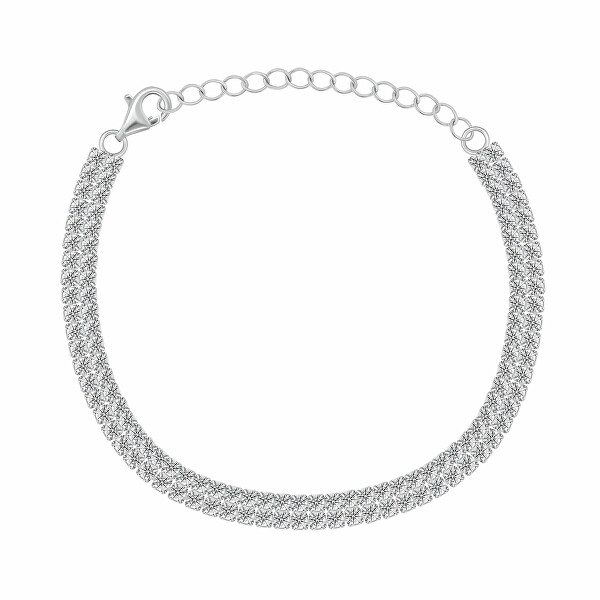 Bracciale massiccio in argento con zirconi BRC173W