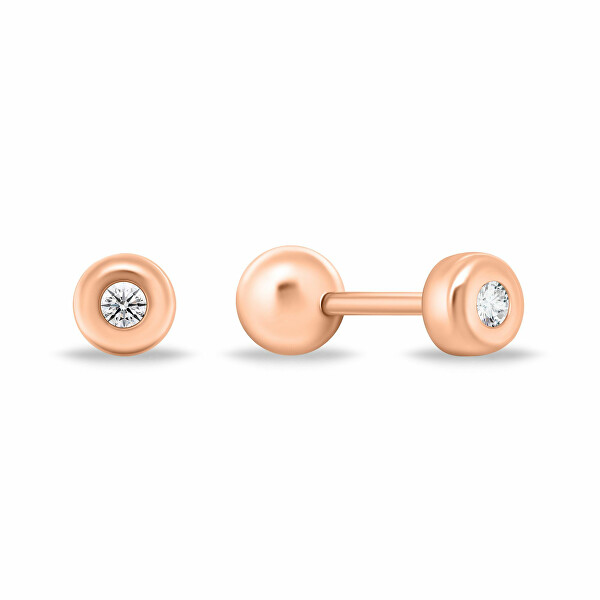 Orecchini minimal placcati in oro rosa con zirconi trasparenti EA926R