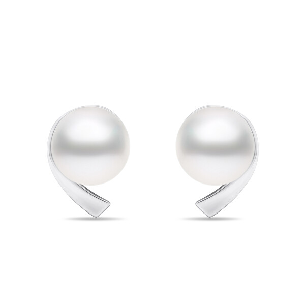 Minimalistické stříbrné náušnice s pravými perlami EA595W