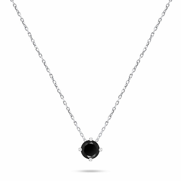 Minimalistický stříbrný náhrdelník s černým zirkonem NCL73WBC