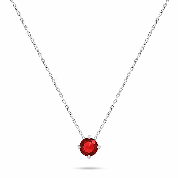 Minimalistický stříbrný náhrdelník s červeným zirkonem NCL73WGR