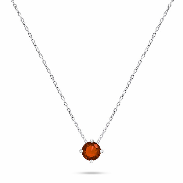 Minimalistický strieborný náhrdelník s oranžovým zirkónom NCL73WGR