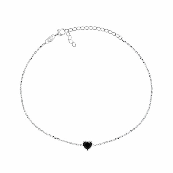 Bracciale minimal in argento Cuore nero BRC30WBC