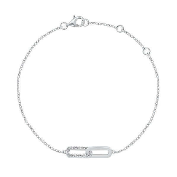 Bracciale minimalista in argento con zirconi BRC132W