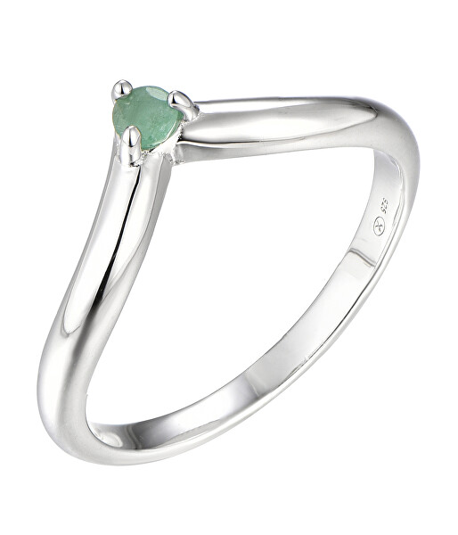Anello minimalista in argento con smeraldo Precious Stone SR09001E
