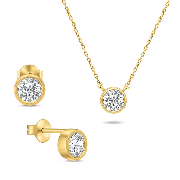 Syndicate holy virgin Set modern de bijuterii placate cu aur cu zirconi SET220Y (cercei, colier)  | Vivantis.ro - De la geantă la parfumi