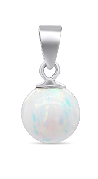 Pendente moderno in argento con opale sintetico bianco PT110W
