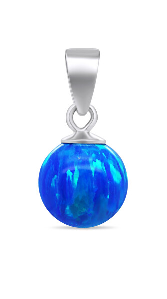 Moderner Silberanhänger mit blauem synthetischem Opal PT110WB
