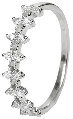 Moderní stříbrný prsten s krystaly SRJ05