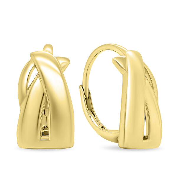 Moderni orecchini pendenti placcati in oro EA534Y