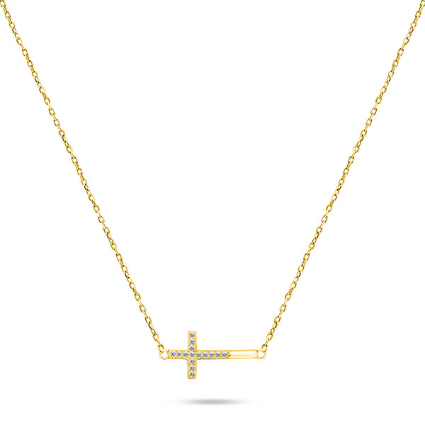 Nadčasový pozlacený náhrdelník s křížkem NCL58Y