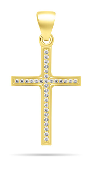 Originale pendente placcato oro con zirconi Croce PT78Y