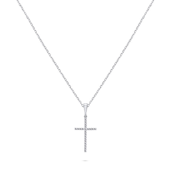 Nadčasový stříbrný náhrdelník Křížek NCL50W